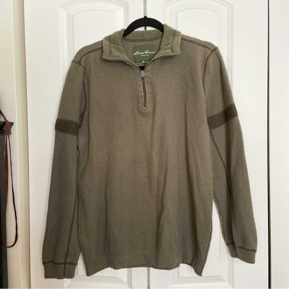 EDDIE BAUER GREEN QUARTER ZIP SWEATSHIRT
